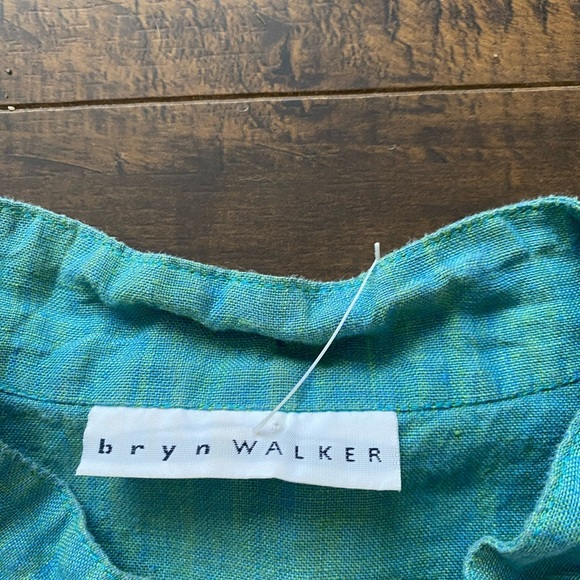 Bryn  Walker Teal linen blouse - Picture 6 of 12